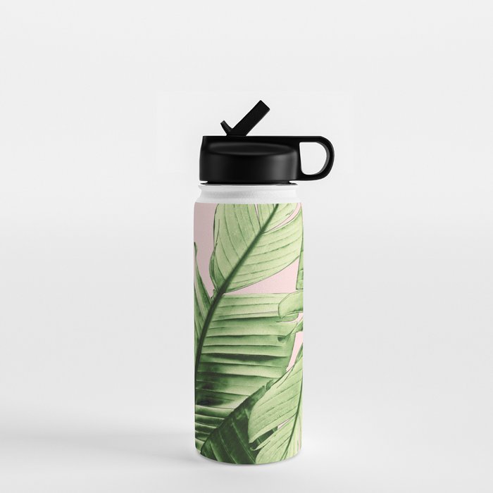 Tropical Blush Banana Leaves Dream #6 #decor #art #society6 Water Bottle Gallery Image 1