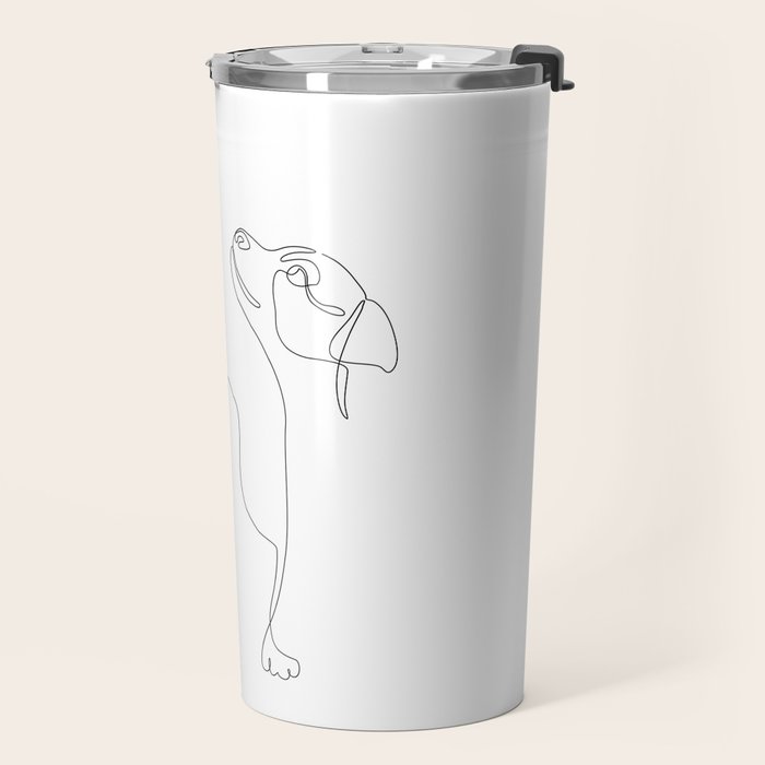Dog and Owner Fist Bump Line Drawing Travel Mug Gallery Image 2