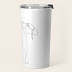 Dog and Owner Fist Bump Line Drawing Travel Mug Gallery Image 2