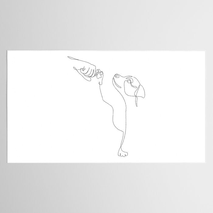 Dog and Owner Fist Bump Line Drawing Tablecloth Gallery Image 2