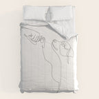 Dog and Owner Fist Bump Line Drawing Comforter Gallery Image 6