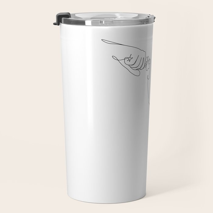 Dog and Owner Fist Bump Line Drawing Travel Mug Gallery Image 3
