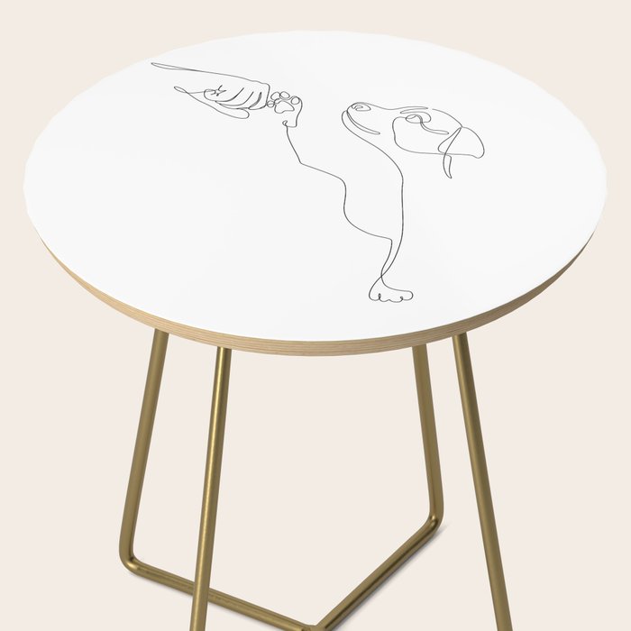 Dog and Owner Fist Bump Line Drawing Side Table Gallery Image 2