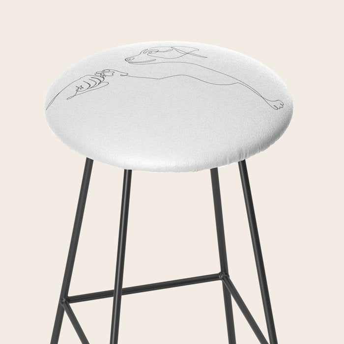 Dog and Owner Fist Bump Line Drawing Stool Gallery Image 2