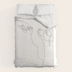 Dog and Owner Fist Bump Line Drawing Duvet Cover Gallery Image 6