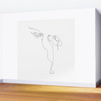 Dog and Owner Fist Bump Line Drawing Wall Mural Gallery Image 2