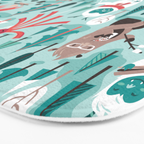 Besties // aqua background white Yeti brown Bigfoot teal and mint trees red and coral details Bath Mat Gallery Image 3
