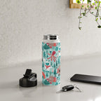 Besties // aqua background white Yeti brown Bigfoot teal and mint trees red and coral details Water Bottle Gallery Image 4