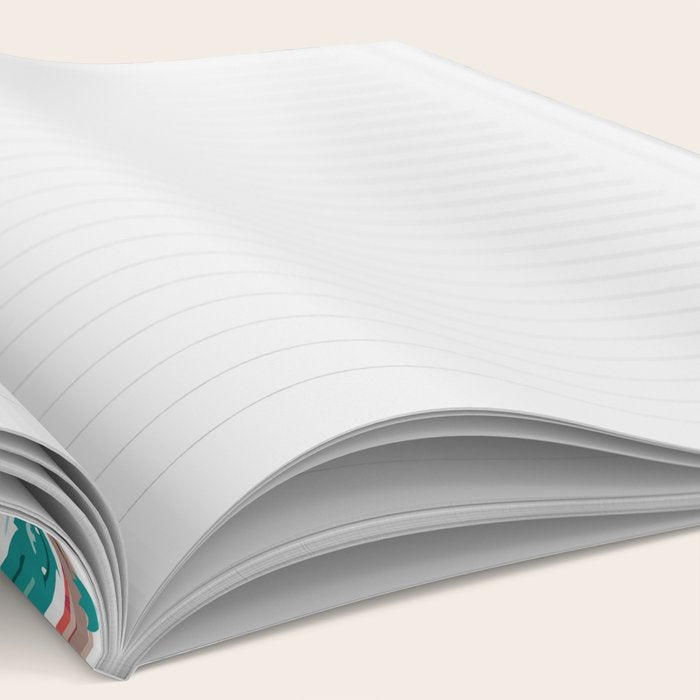 Besties // aqua background white Yeti brown Bigfoot teal and mint trees red and coral details Notebook Gallery Image 2