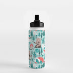 Besties // aqua background white Yeti brown Bigfoot teal and mint trees red and coral details Water Bottle Gallery Image 2
