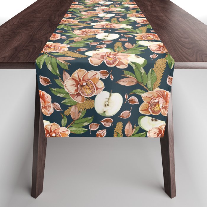 Tropical flowers autumn field D Table Runner Gallery Image 1
