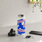 Tribal Pink Blue Fun Colorful Mid Century Modern Abstract Painting Shapes Pattern Water Bottle Gallery Image 5