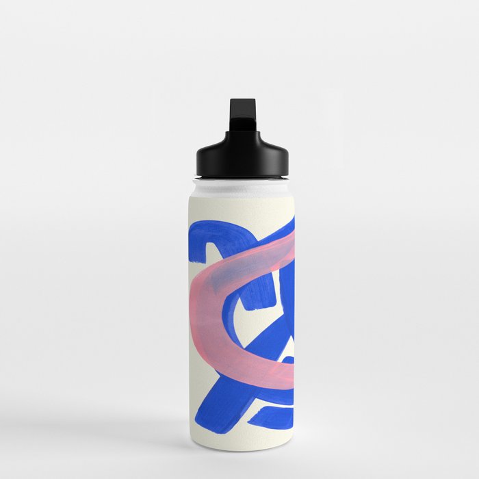 Tribal Pink Blue Fun Colorful Mid Century Modern Abstract Painting Shapes Pattern Water Bottle Gallery Image 3