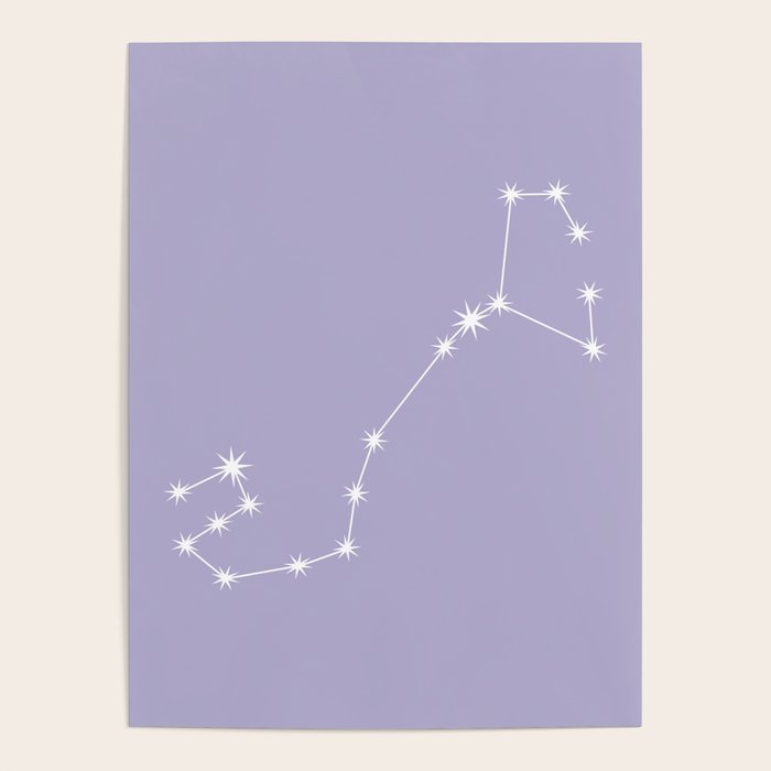 Scorpio Zodiac Star Constellation Line Art Pastel Lavender Poster Gallery Image 4