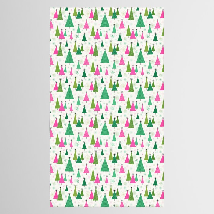 Mid-Century Modern Christmas Trees - Pink and Green Tablecloth Gallery Image 2