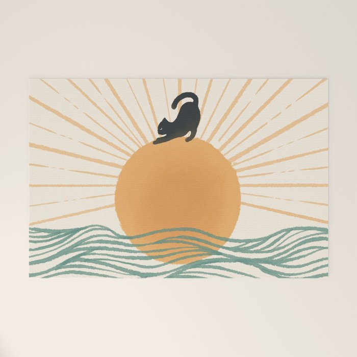 Good Morning Meow 7 Sunny Day Ocean  Welcome Mat Gallery Image 1