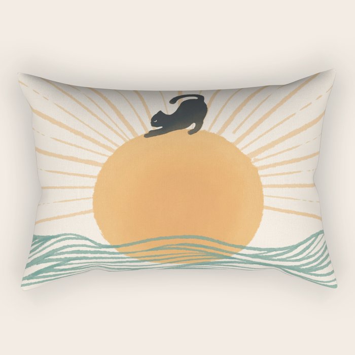Good Morning Meow 7 Sunny Day Ocean  Rectangular Pillow Gallery Image 1