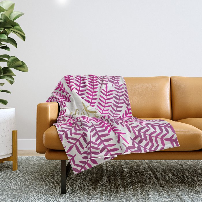 Treat Yo Self â Pink & Gold Throw Blanket Gallery Image 1