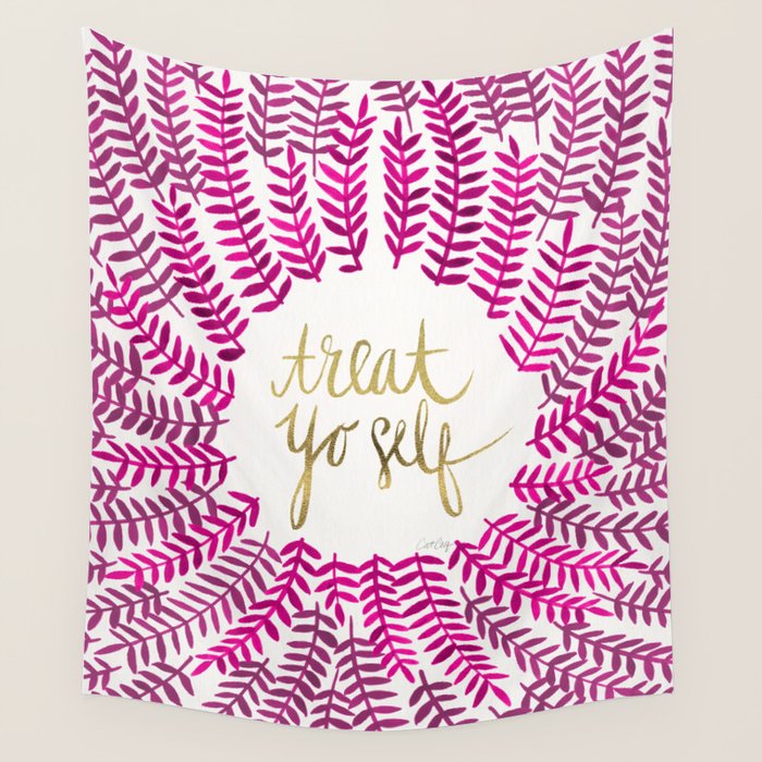 Treat Yo Self â Pink & Gold Wall Tapestry Gallery Image 4