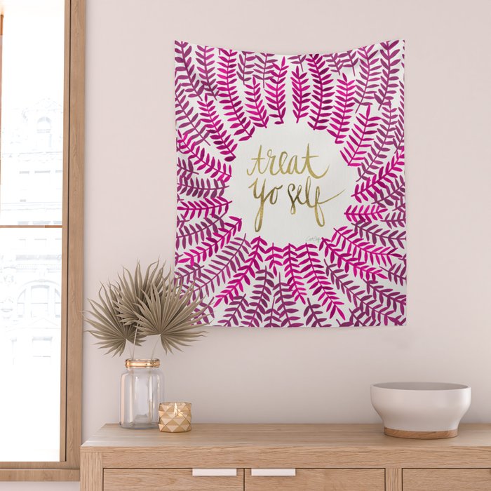 Treat Yo Self â Pink & Gold Wall Tapestry Gallery Image 2