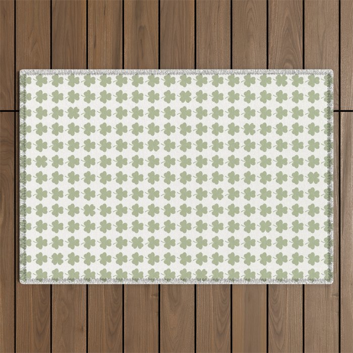 Clovers XXV Natural Green Botanical Pattern Outdoor Rug Gallery Image 1