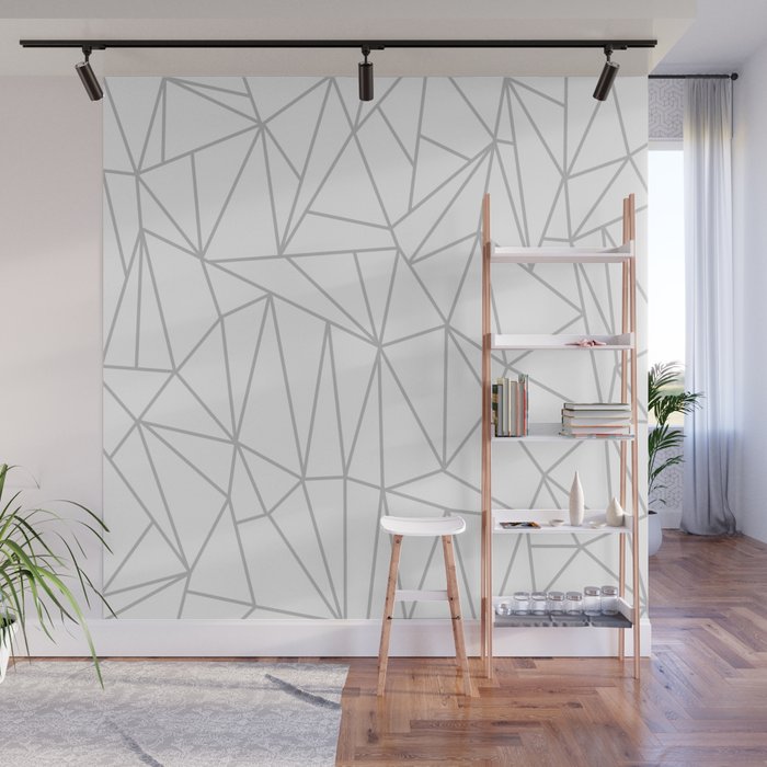 Geometric Cobweb (Gray & White Pattern) Wall Mural Gallery Image 1