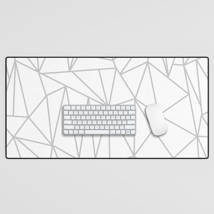 Geometric Cobweb (Gray & White Pattern) Desk Mat Gallery Image 1