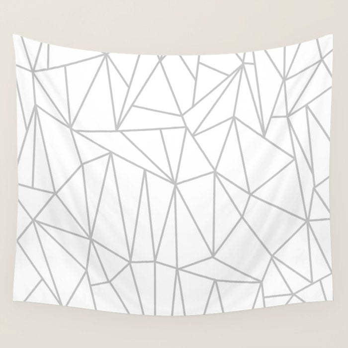 Geometric Cobweb (Gray & White Pattern) Wall Tapestry Gallery Image 4