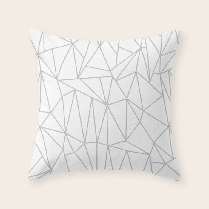 Geometric Cobweb (Gray & White Pattern) Throw Pillow Gallery Image 6
