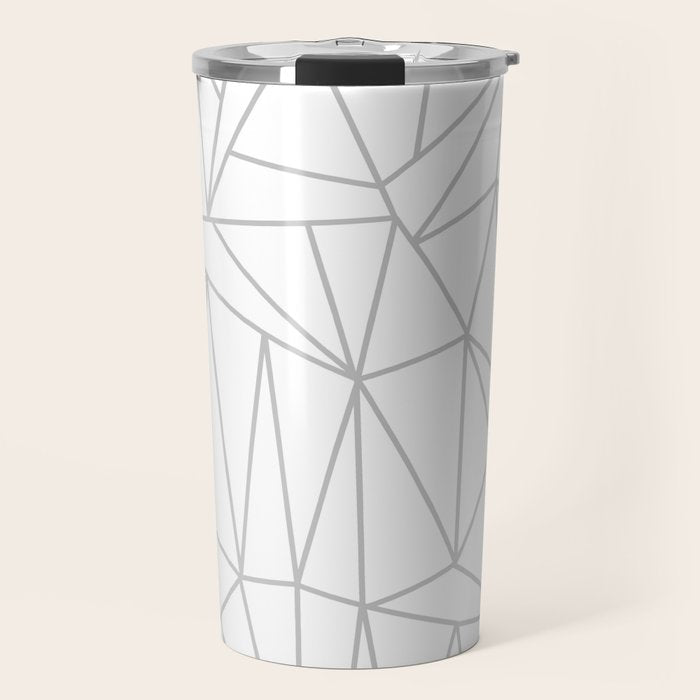Geometric Cobweb (Gray & White Pattern) Travel Mug Gallery Image 1