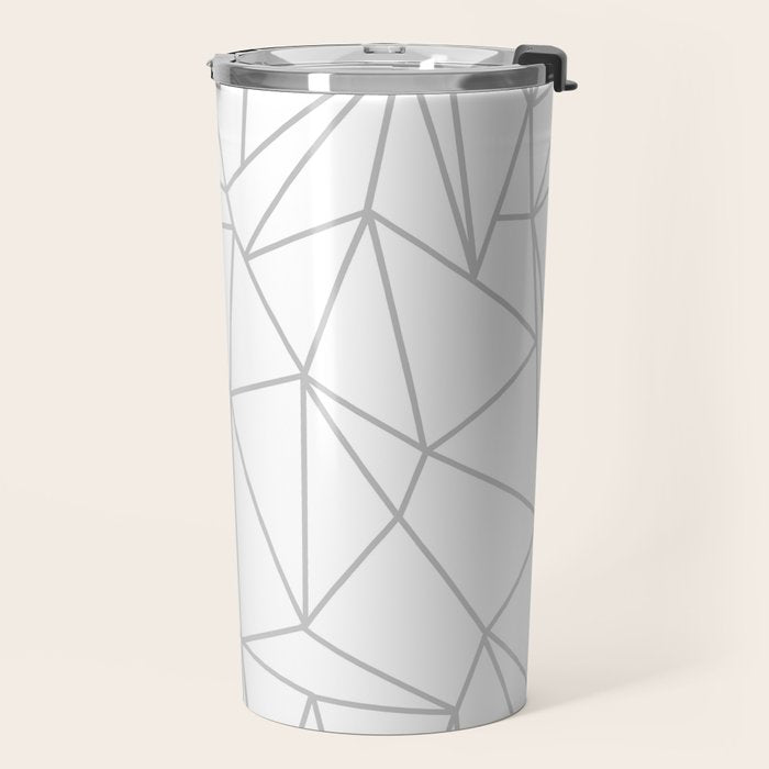 Geometric Cobweb (Gray & White Pattern) Travel Mug Gallery Image 2