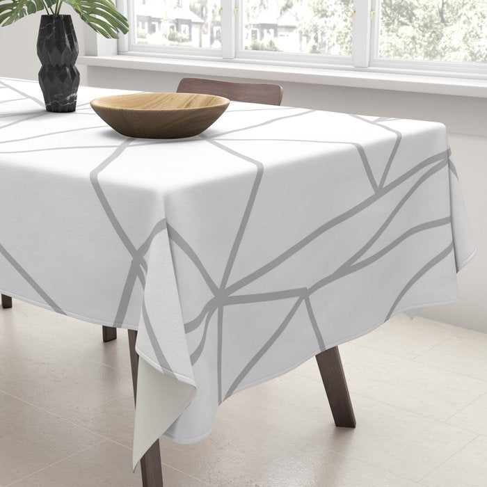 Geometric Cobweb (Gray & White Pattern) Tablecloth Gallery Image 3