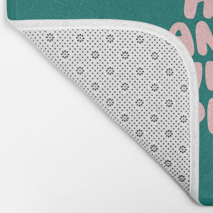 Work Hard and Be Nice to People in Green and Peach Pink Bath Mat Gallery Image 2