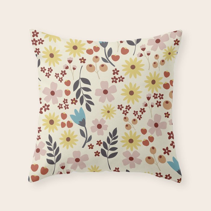 Wild flowers pattern Throw Pillow Gallery Image 6