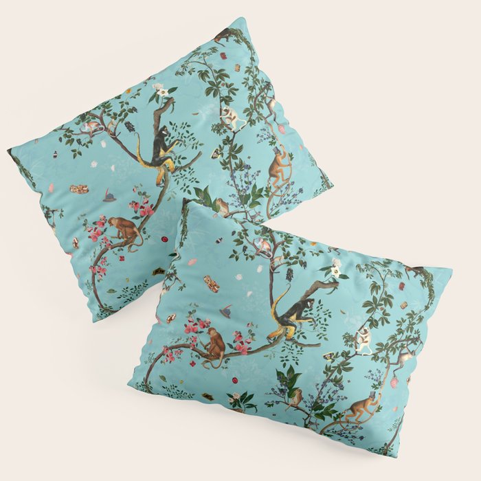 Monkey World Aqua Pillow Sham Gallery Image 3