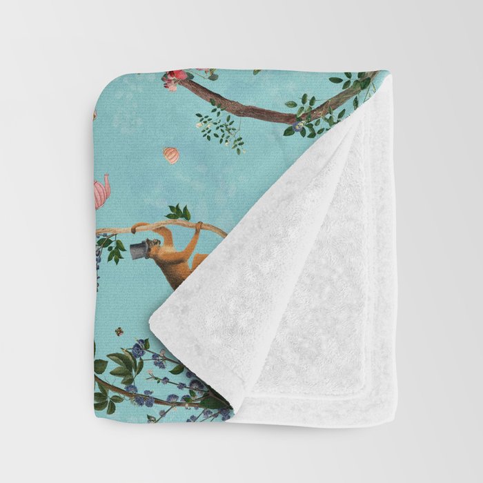 Monkey World Aqua Throw Blanket Gallery Image 3