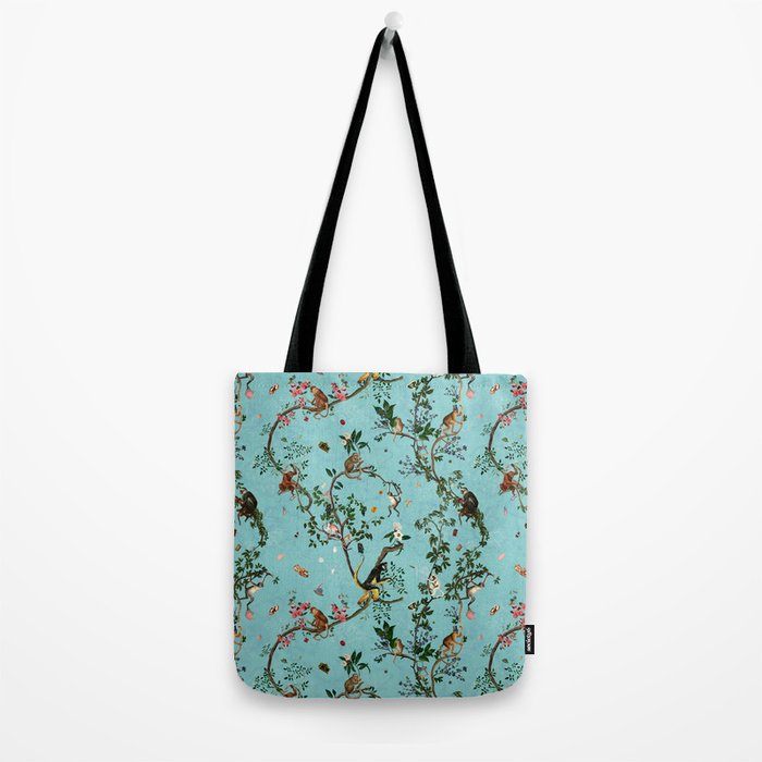 Monkey World Aqua Tote Bag Gallery Image 2