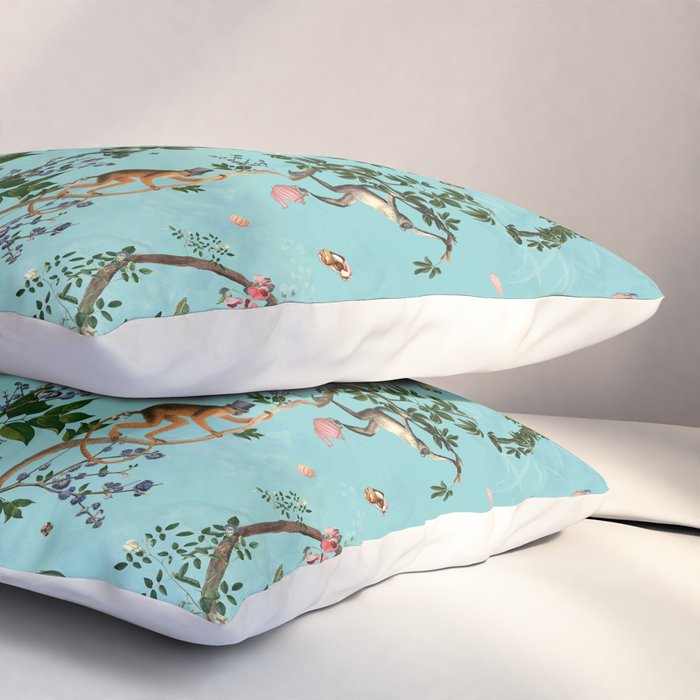 Monkey World Aqua Pillow Sham Gallery Image 3