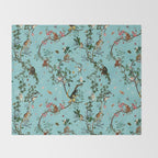 Monkey World Aqua Throw Blanket Gallery Image 2
