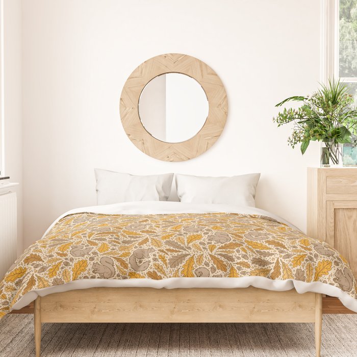 Oak & Squirrels | Autumn Yellows Palette Duvet Cover Gallery Image 3