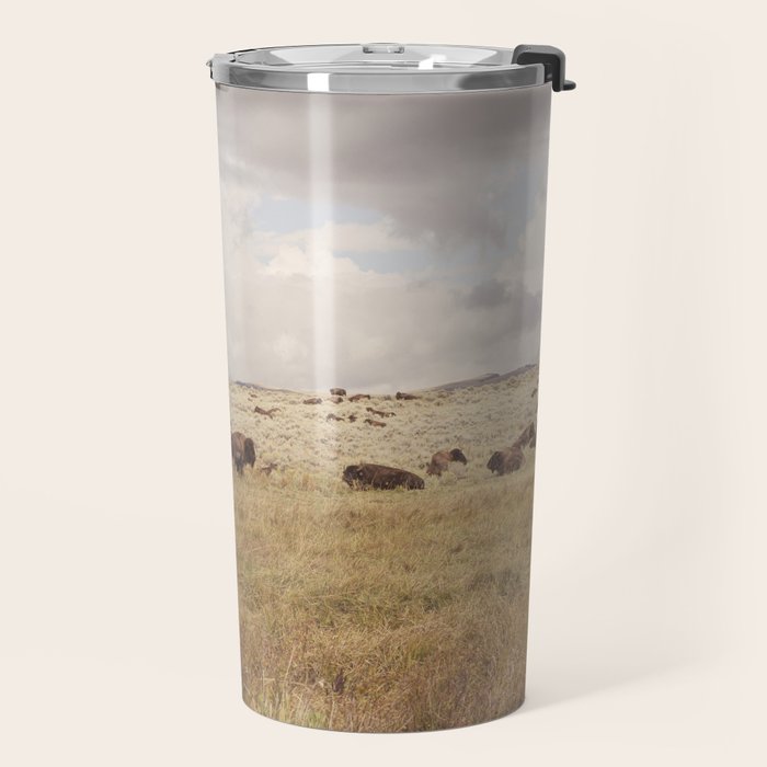 Wild Montana x Bison Under Montana Storm Clouds Travel Mug Gallery Image 2