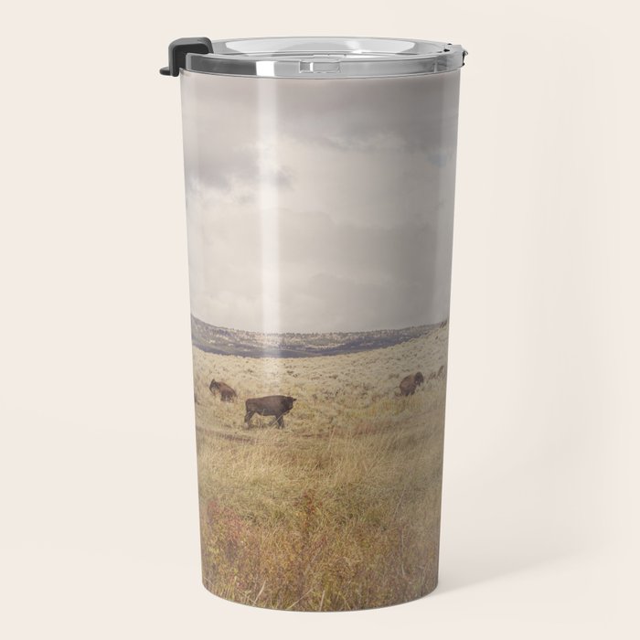 Wild Montana x Bison Under Montana Storm Clouds Travel Mug Gallery Image 3