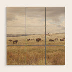 Wild Montana x Bison Under Montana Storm Clouds Wood Wall Art Gallery Image 1