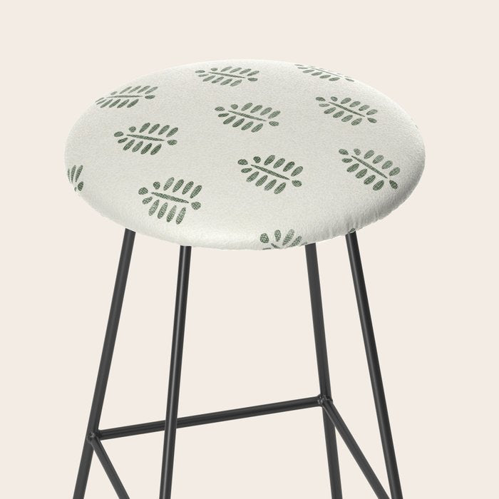 block print palm in sage on cream Stool Gallery Image 2