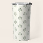 block print palm in sage on cream Travel Mug Gallery Image 2