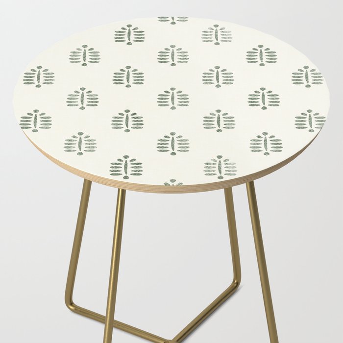 block print palm in sage on cream Side Table Gallery Image 2