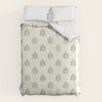 block print palm in sage on cream Duvet Cover Gallery Image 6
