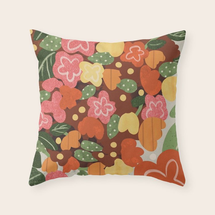 Folk Flowers Throw Pillow Gallery Image 6