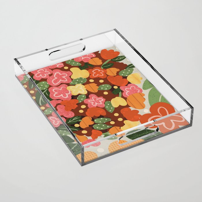 Folk Flowers Acrylic Tray Gallery Image 1