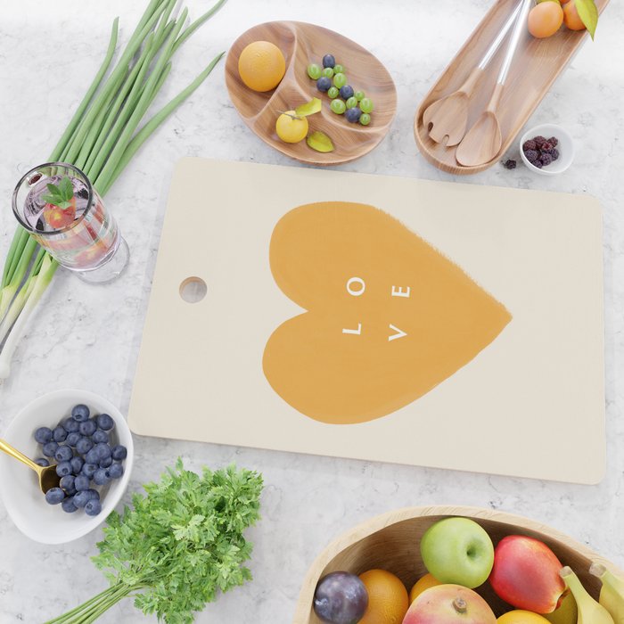 Heart Love Gold Yellow - Typography Cutting Board Gallery Image 2